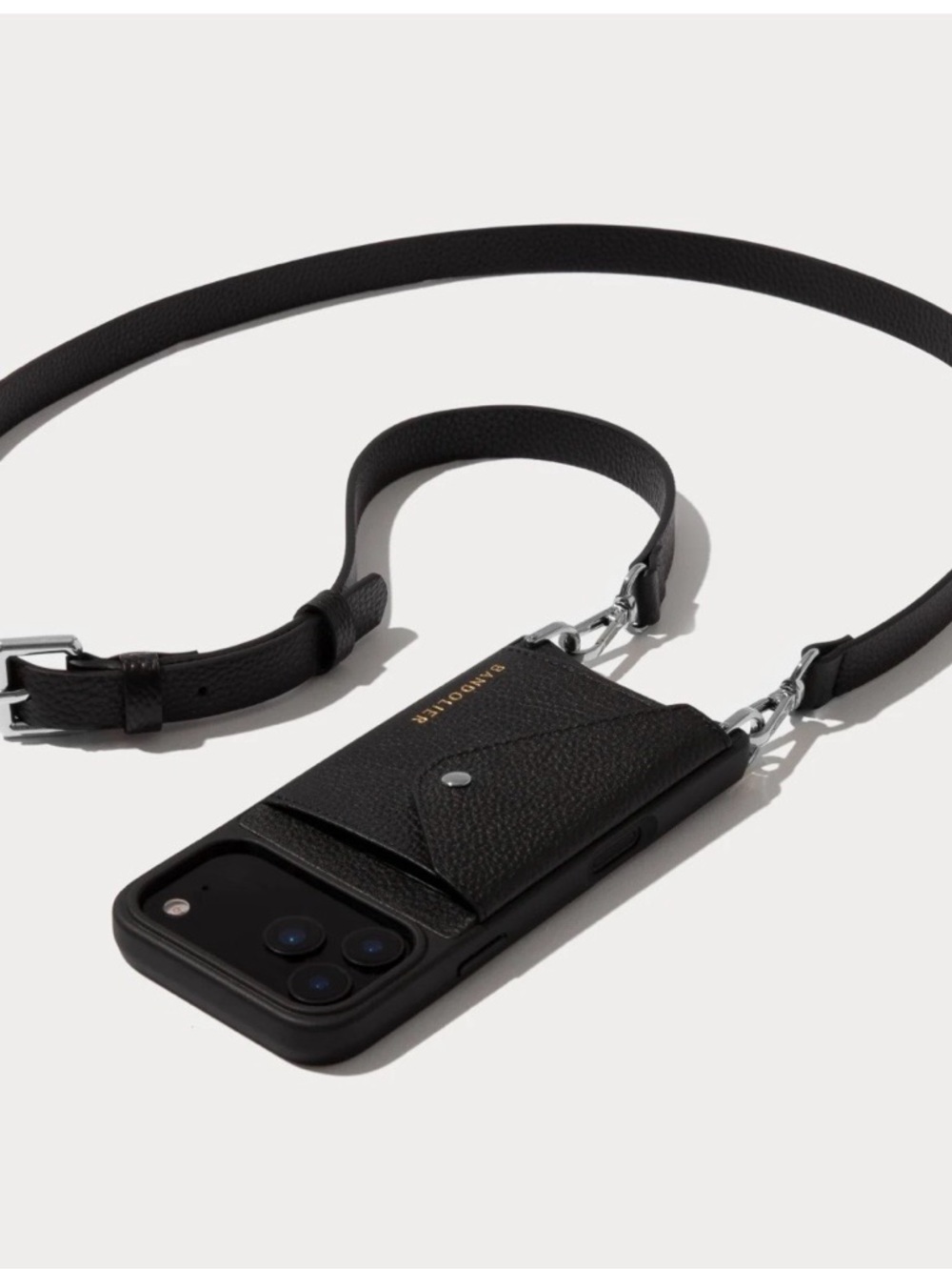 Bandolier Hailey Black Leather Phone Crossbody with Flap iPhone 14 Pro Max